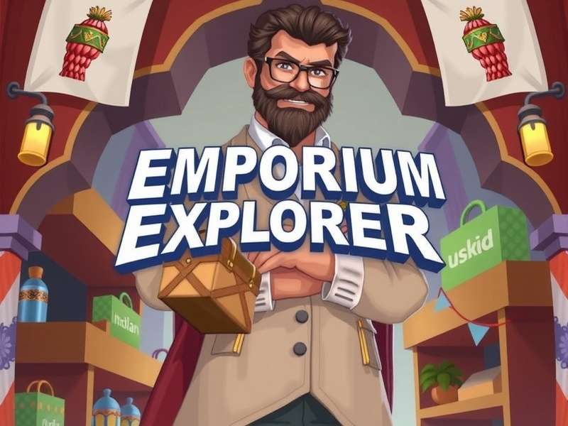 Emporium Explorer Game Banner Showcasing Indian Marketplaces